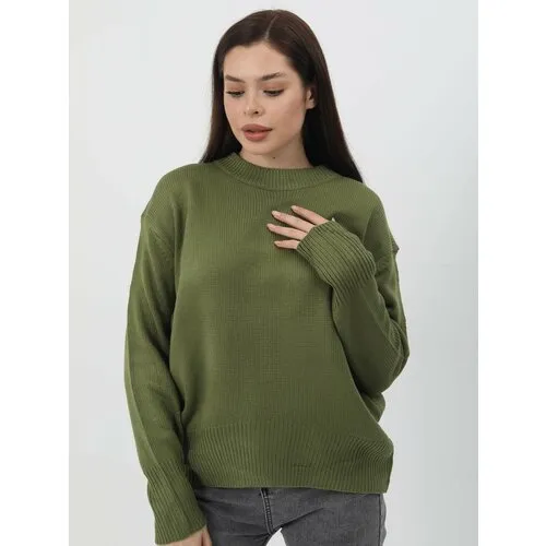Зеленый свитер спицами с узором листики. Работа Ирины Стильник, Вязание для женщин