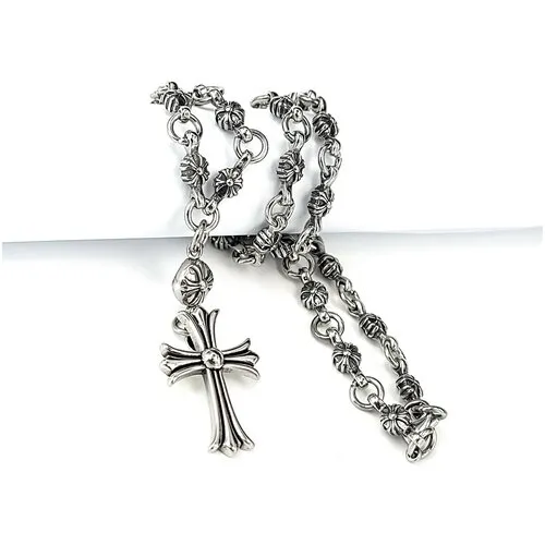 Купить крест наперсный серебряный, с цепью, позолота, красные и белые фианиты, высота 18 см